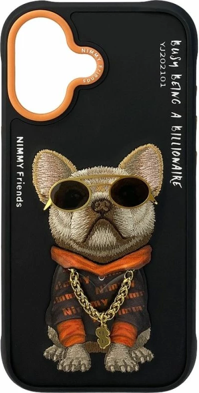 Kuti për iPhone 17 Nimmy Glasses Cool Dog, e zezë