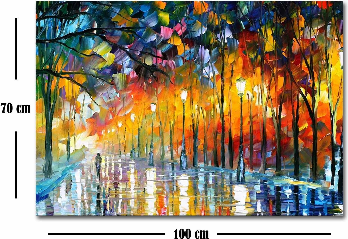 Pikturë dekorative në kanavacë, shumëngjyrëshe, 70x100cm, kornizë druri, Misty Mood in the Park, Leonid Afremov