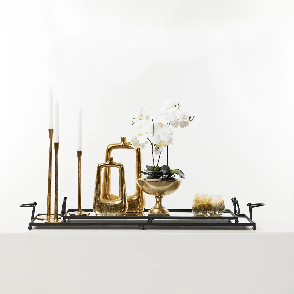 Mbajtëse qirinjsh HASTAM, alumin, ngjyrë ari, 10x10x36 cm