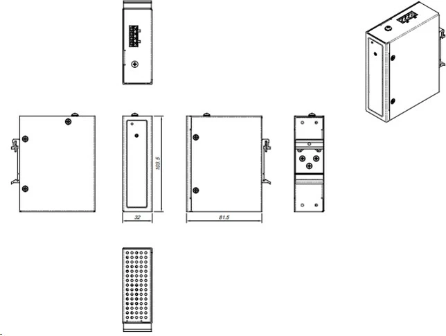 Booster fuqie ALLNET ALL-B101-12-24VDC, 12-24VDC në 48~54VDC, 200W, montim HUT/DIN