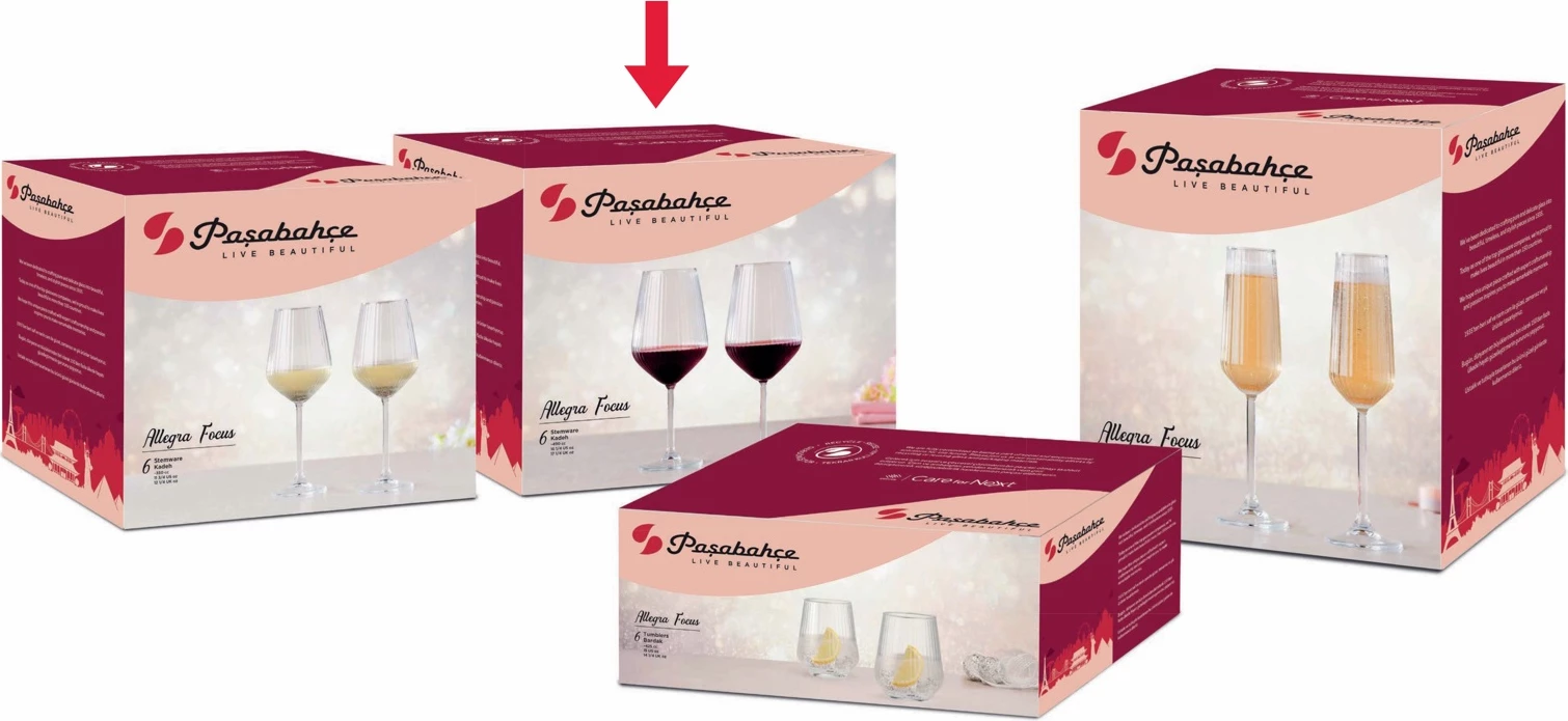  Allegra Focus, set me 6 gota për verë të kuqe, 490 ml