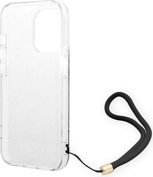 Mbështjellës Guess GUOHCP14LH4STK për iPhone 14 Pro 6.1", 4G Print Strap, i zi