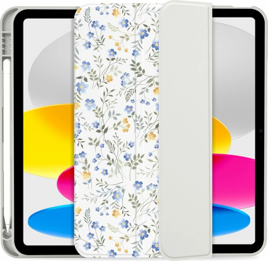 Mbështjellës për tablet Tech-Protect SC Pen Case për iPad 10.9" (10 gen.)/11" (11 gen.), Daisies with Leaves, Bardhë/Transparent