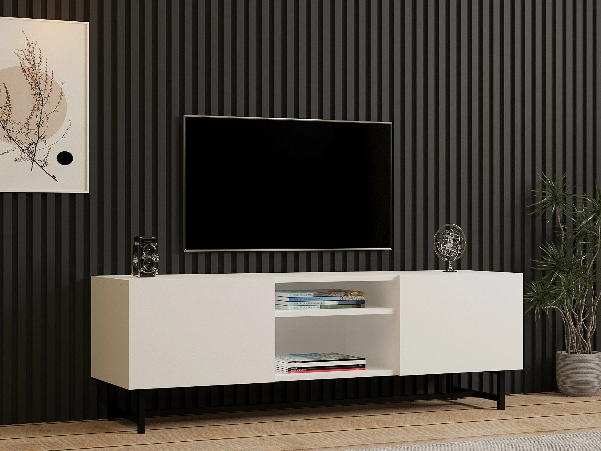 Komodë TV Hanah Home, Tugi, e bardhë