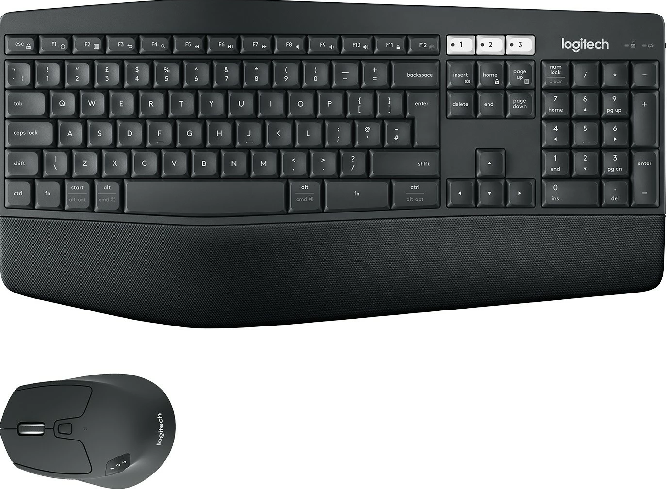 Tastierë dhe maus Logitech MK850 Performance, Full-size (100%), Wireless, RF Wireless + Bluetooth, QWERTZ, E zezë