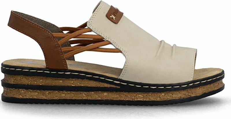 Sandale platforme femra Rieker 62962-60, bezhë