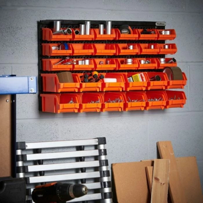 Organizator muri për punëtori VonHaus 3500286, 30 copë, plastikë rezistente, portokalli