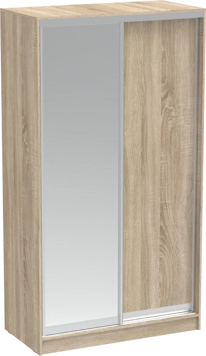 Dollap me dy dyer rrëshqitëse, pasqyrë, ngjyrë sonoma, 120x60x220cm