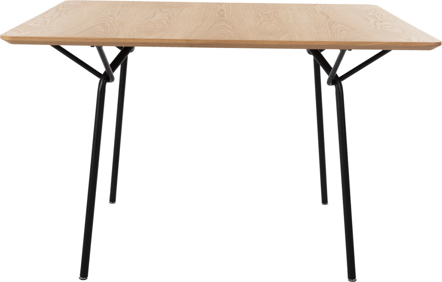 Tavolinë ngrënie katrore, TRENK FH9614.01, MDF me furnir lisi, këmbë metalike të zeza, 120x120x75H cm