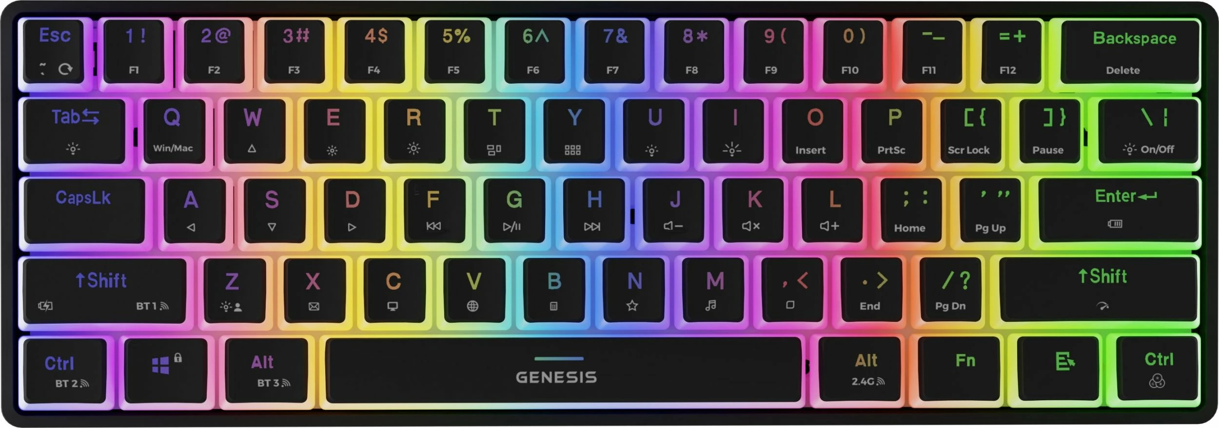 Tastierë mekanike gaming GENESIS Thor 660 G2 (NKG-1916), 60%, Gateron Red, RGB, wireless/wired, US layout, e zezë