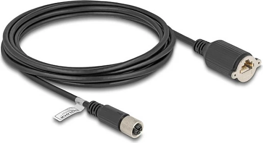 Kabllo rrjeti industriale DeLOCK M12 X-coded 8-pin (F) në RJ45 (F), 3 m, e zezë