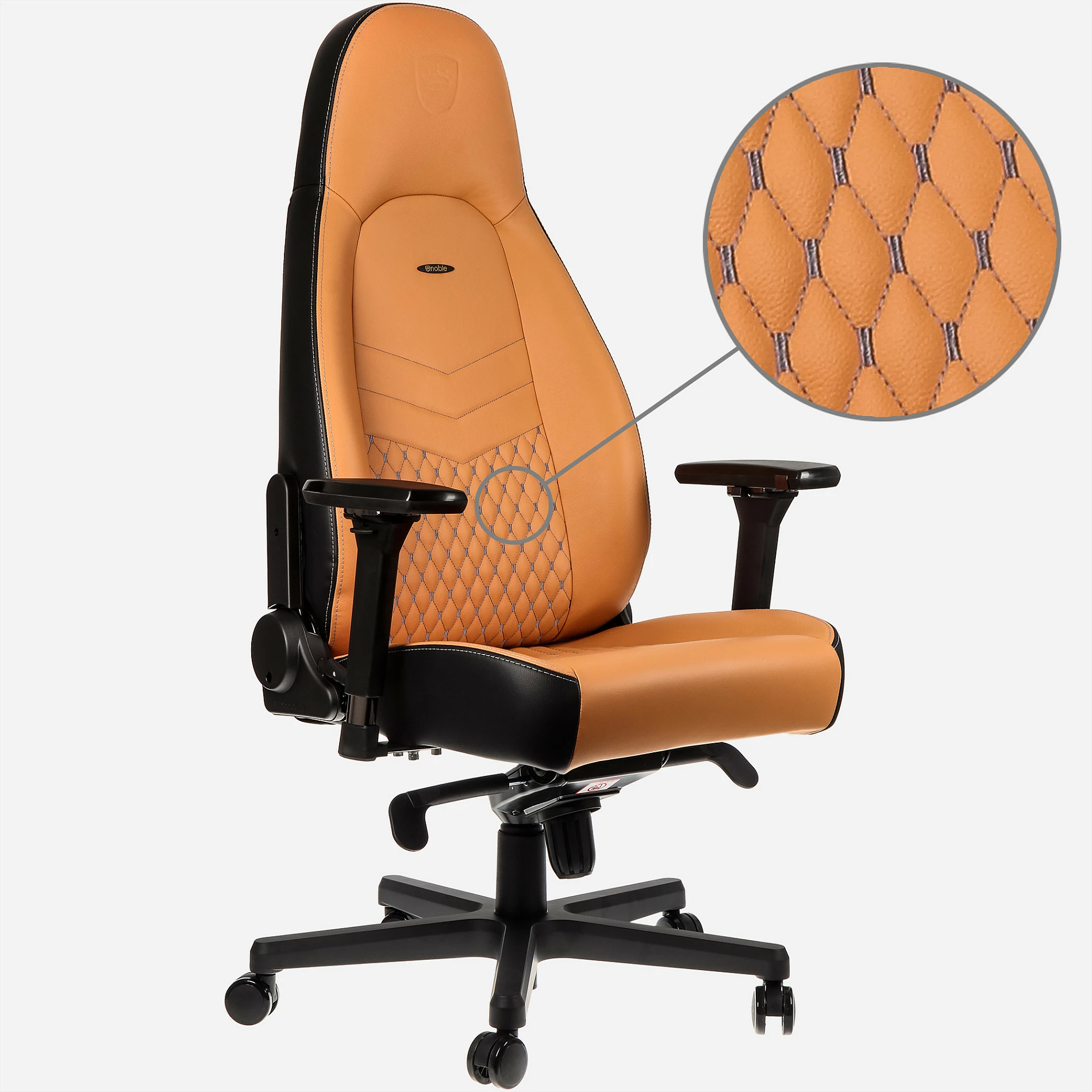 Karrige gaming Noblechairs ICON, lëkurë e vërtetë, cognac/zi