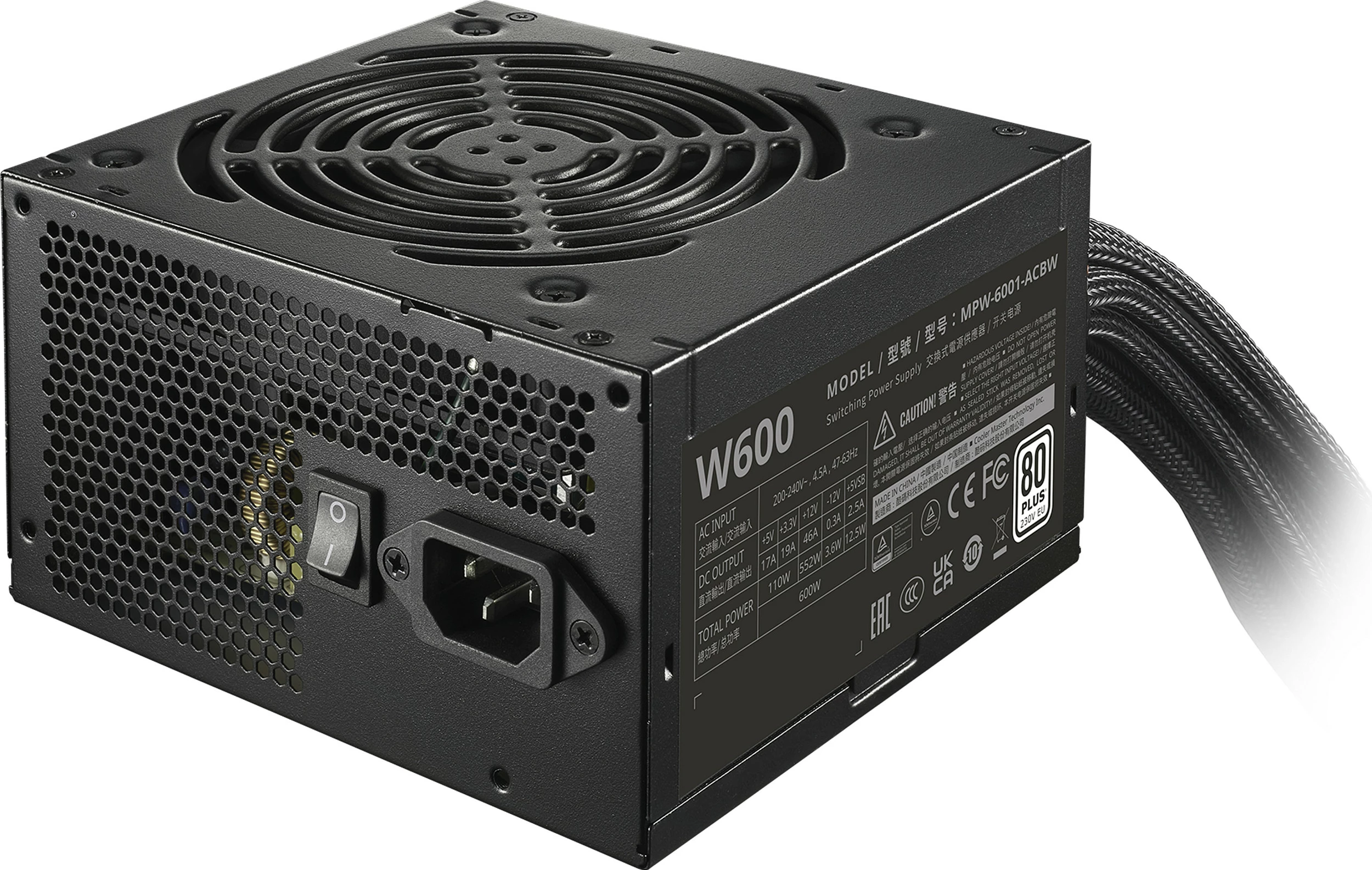 Furnizues rryme Cooler Master Elite NEX W600, 600W, 80 PLUS, Non‑Modular, 230V EU, i zi