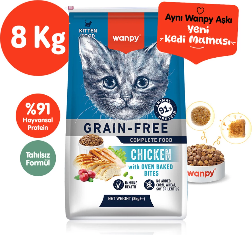 Wanpy Mëngjesi pa Grurë për Kafshët e Vogla me Pulë 8kg