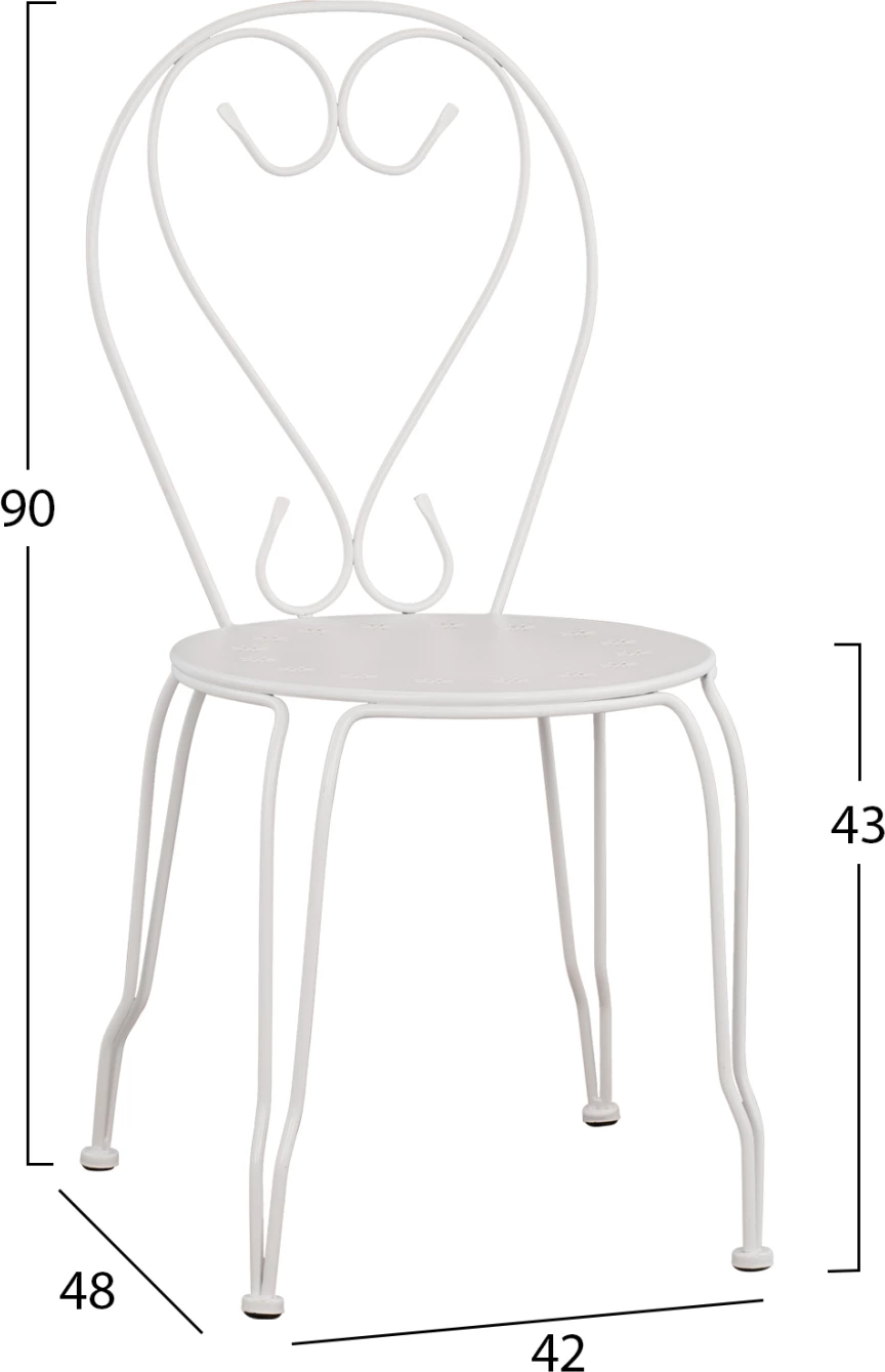 Karrige metalike Amore e bardhë 42x48x90 cm FH5007.12