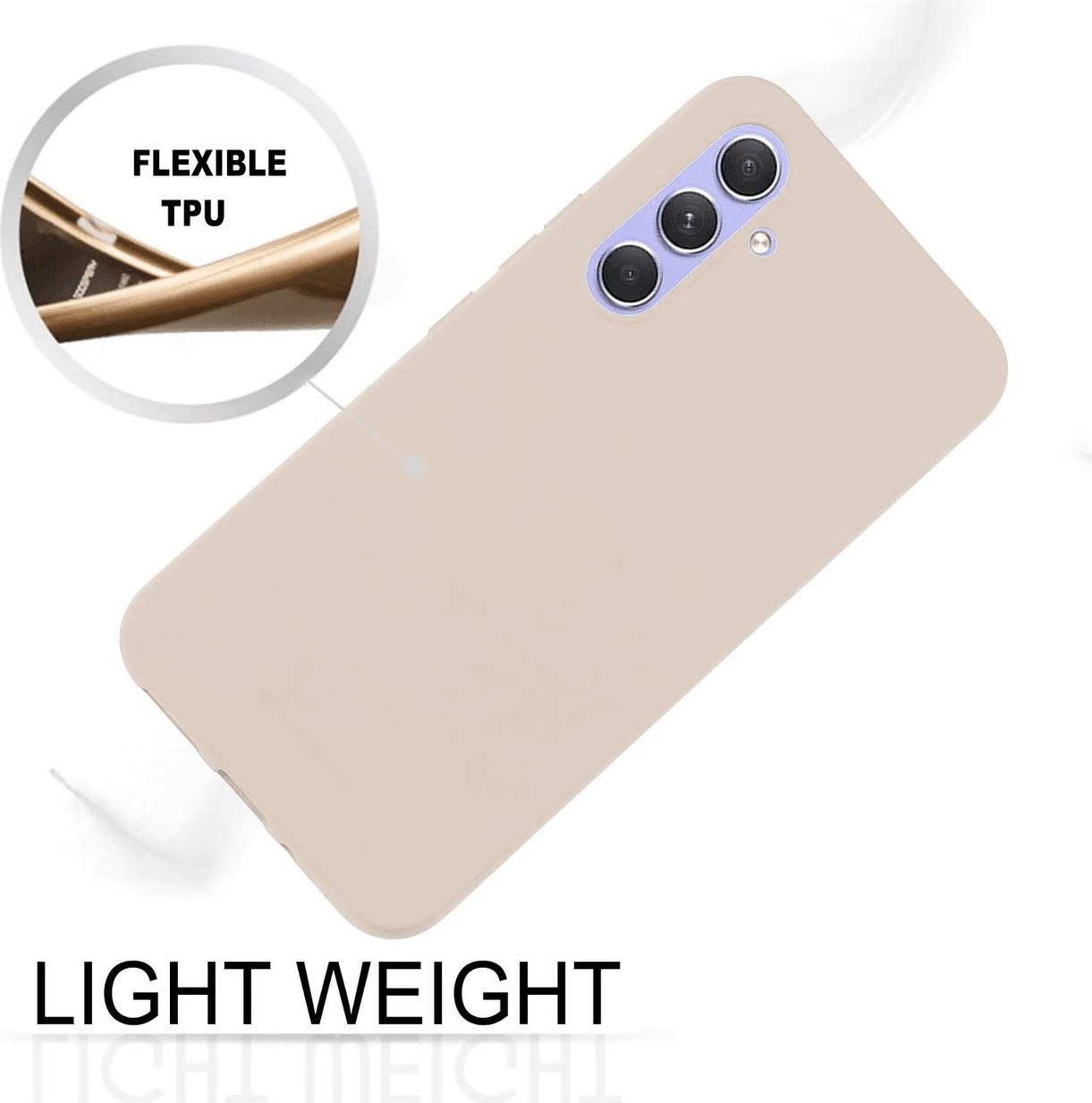 Mbështjellës silikoni Goospery Soft Feeling për Samsung Galaxy A14, bezhë