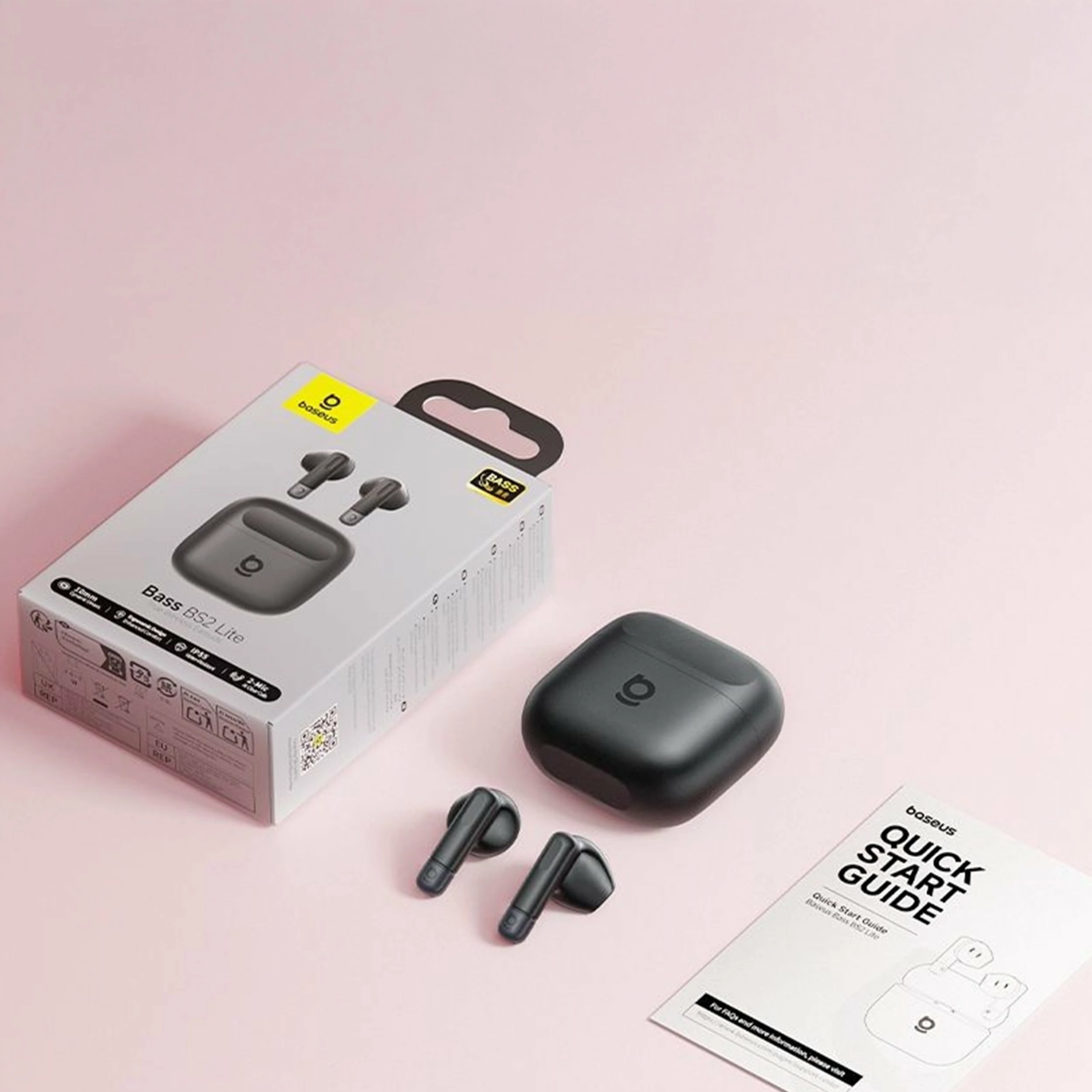 Kufje Baseus Bass BS2 Lite TWS, 10mm, Bluetooth 6.0, IP55, deri 40 orë, të zeza