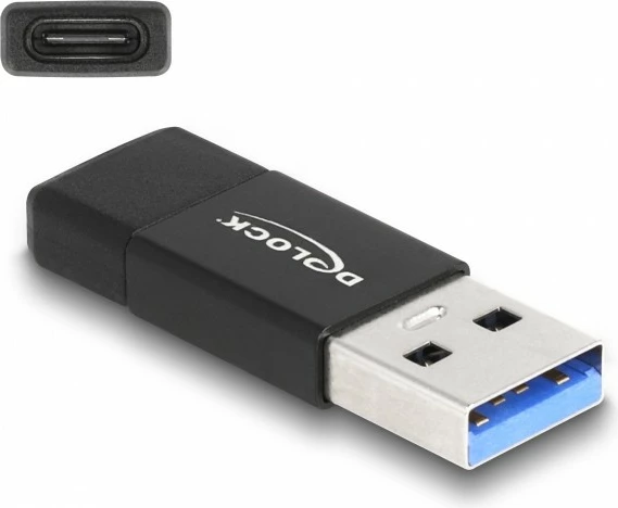 Adapter USB DeLOCK, USB A në USB C, 10 Gbit/s, i zi