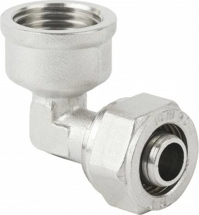 Bërryl 90° Hydroland PEX/GW 16 x 3/4" screw-on, argjendtë