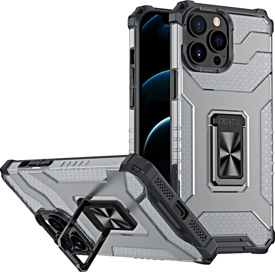 Mbështjellës Hurtel Crystal Ring Case me mbajtëse, për iPhone 12 Pro Max, e zezë