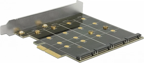 Kartelë zgjerimi PCIe DeLOCK 89888, PCIe x4, 4x M.2 SATA (Key B), RAID 0/1/10, 6 Gbit/s