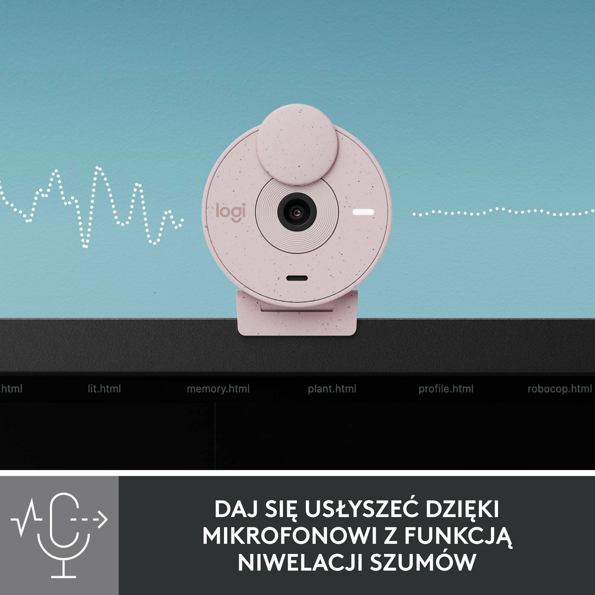 Webcam Logitech Brio 300 960-001448 Full HD 1080p USB-C, rozë