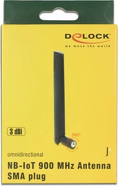 Antenë DeLOCK NB-IoT 900MHz, konektor SMA, 3 dBi, omni-direksionale, e zezë