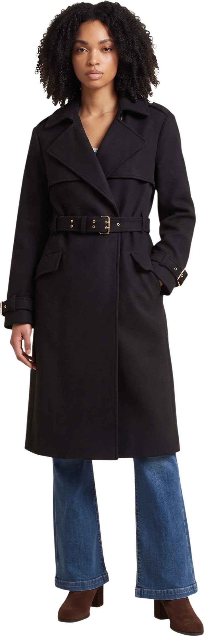 Pallto trench për femra Guess EVE Melton Trench W6BL51 W4138, e zezë