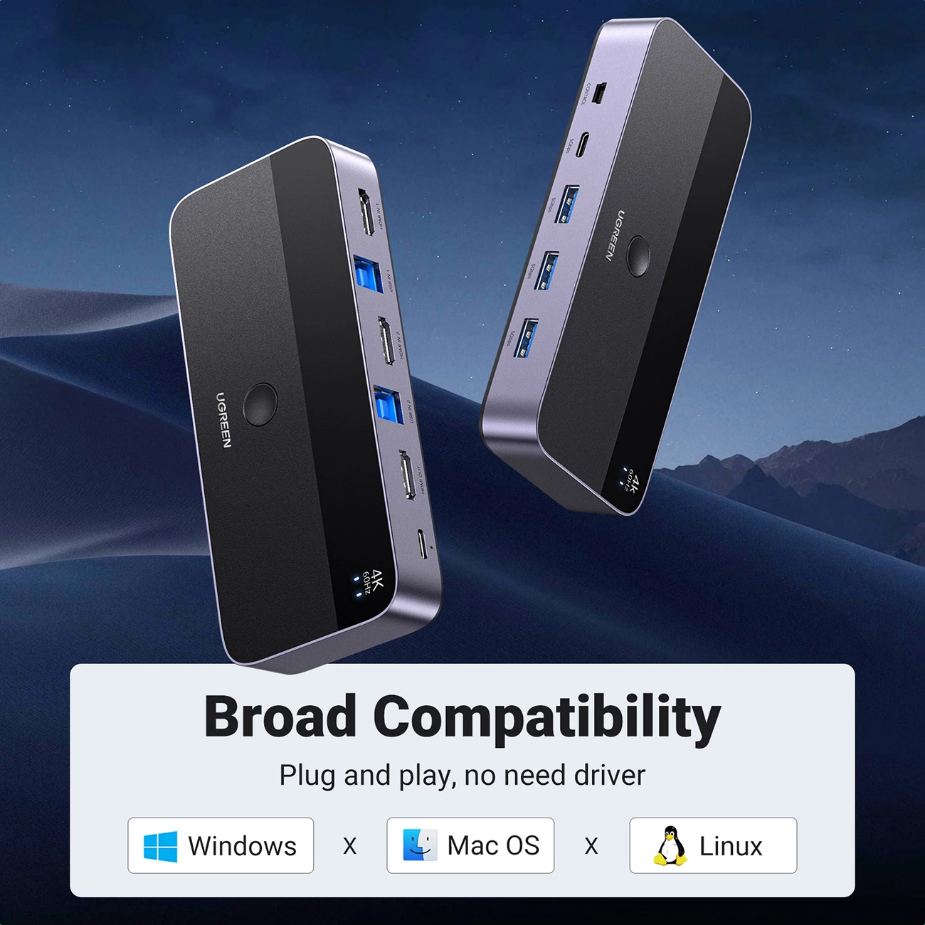 KVM switch Ugreen CM664, 4K, 6 porta, i zi