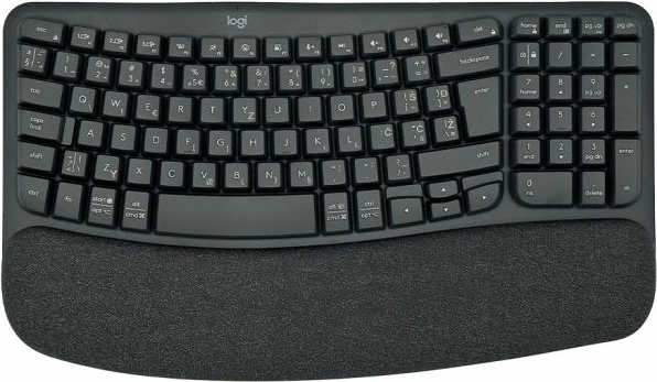 Tastierë wireless ergonomike Logitech Wave Keys, Logi Bolt/Bluetooth, SLO engraving, e zezë