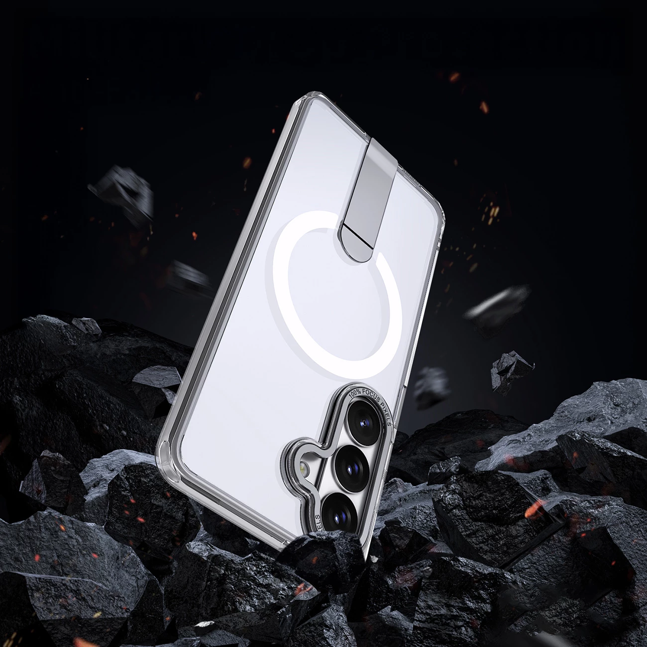 Mbështjellës Hurtel Hybrid Armor X për Samsung Galaxy A57, MagSafe, stand 360°, Transparent