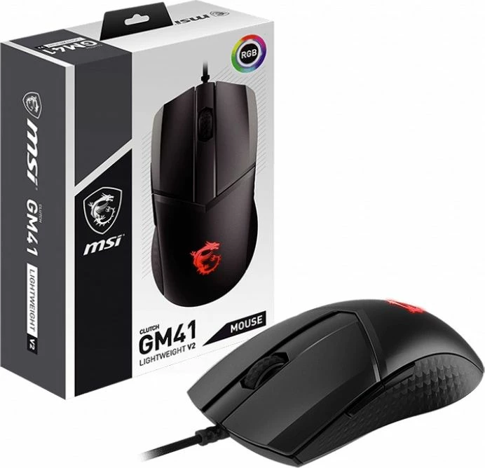 Maus gaming MSI Clutch GM41 Lightweight V2 S12-0400D20-C54, 16000 DPI, RGB, me kabllo, i zi