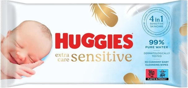 Letra të lagura Huggies® Extra Care Sensitive, 56 copë