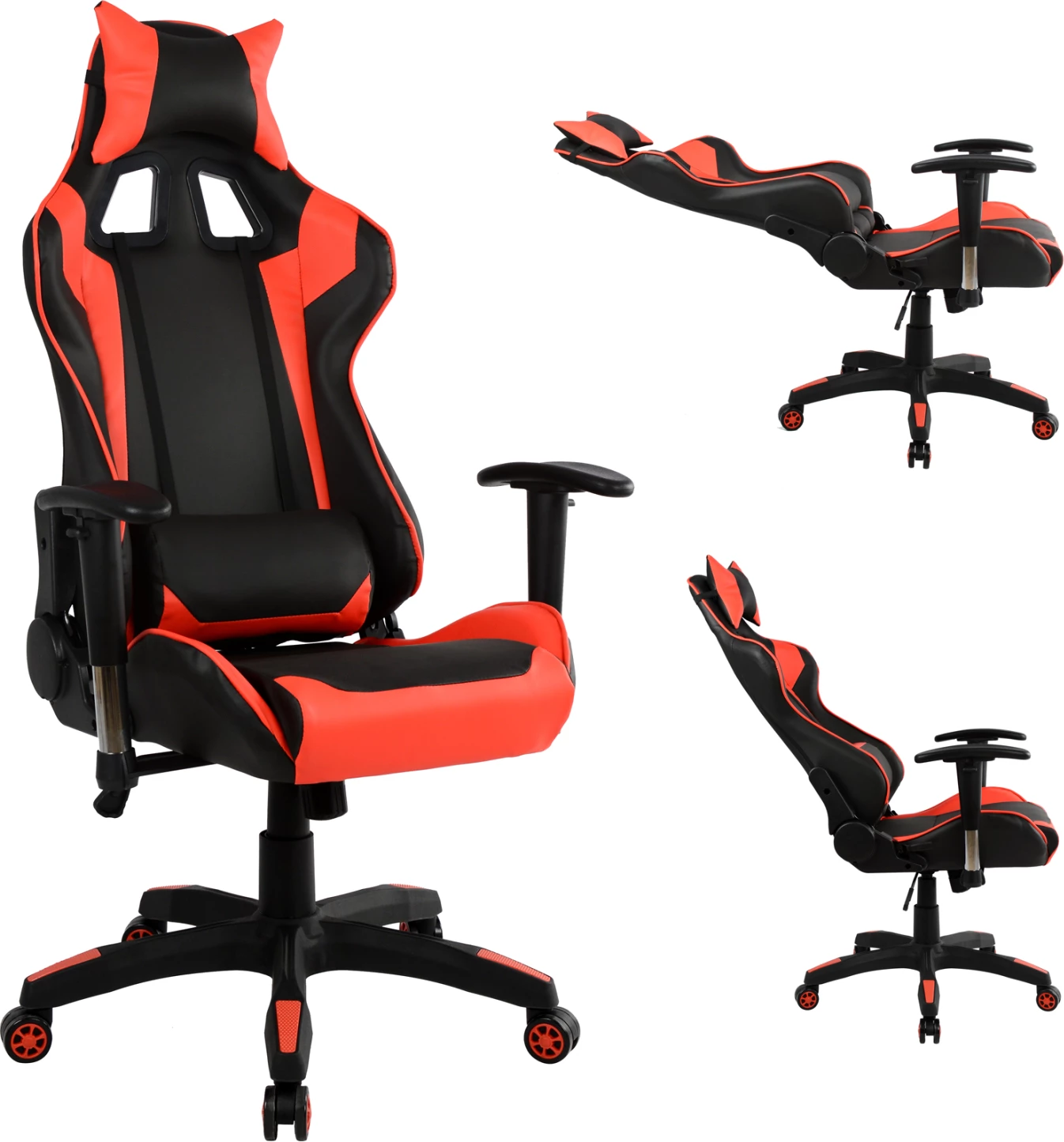 Karrige për gaming zyre FH1056.01 Racing e zezë dhe e kuqe PU 67x70x134 cm