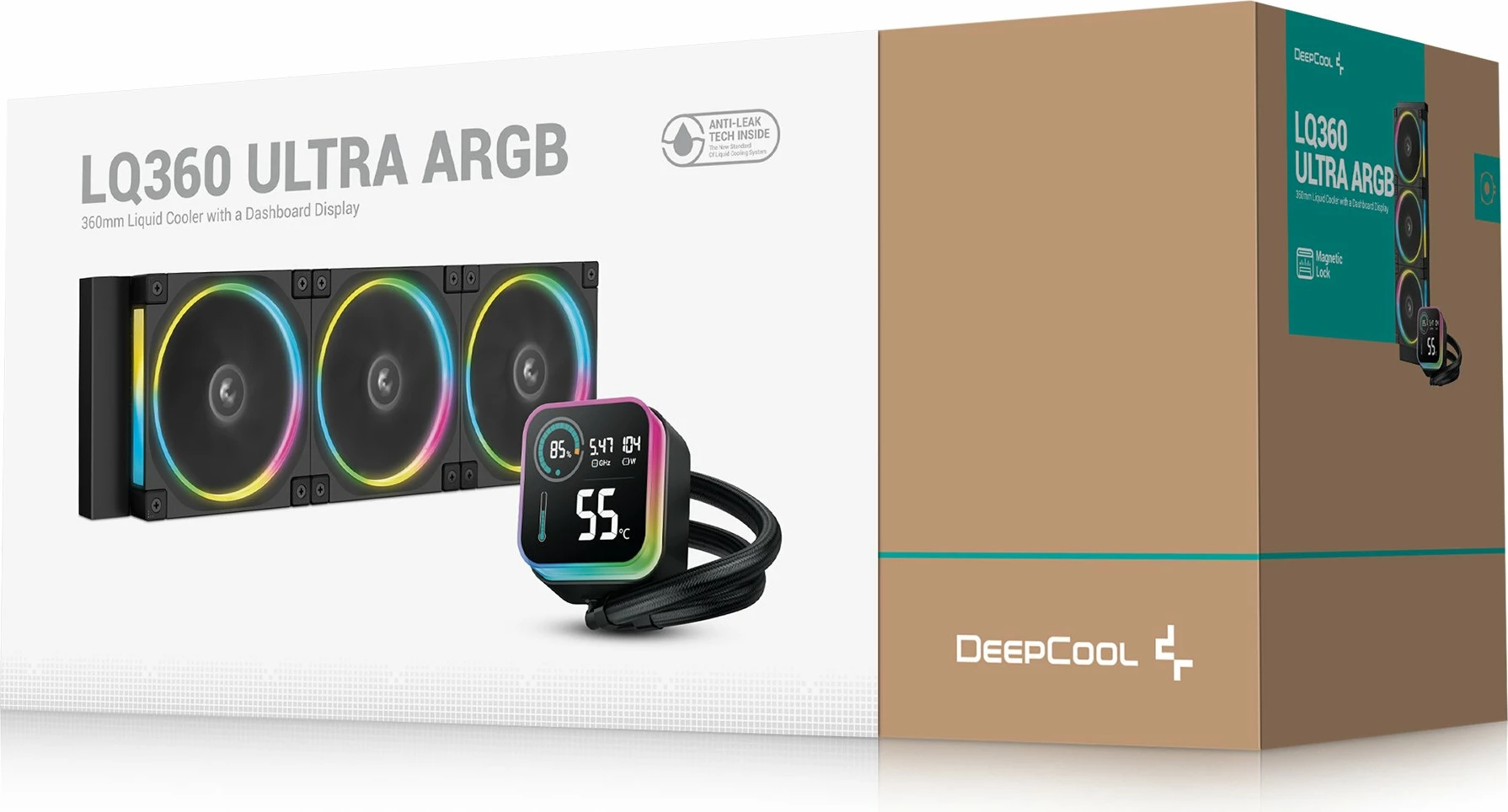 Ftohës uji AIO Deepcool LQ360 Ultra, 360mm, 3x120mm PWM, ARGB, me ekran, i zi