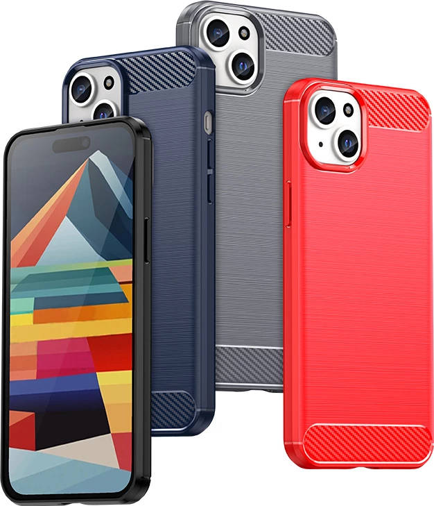 Mbështjellës Hurtel Carbon Case për iPhone 15 Plus, TPU, Blu