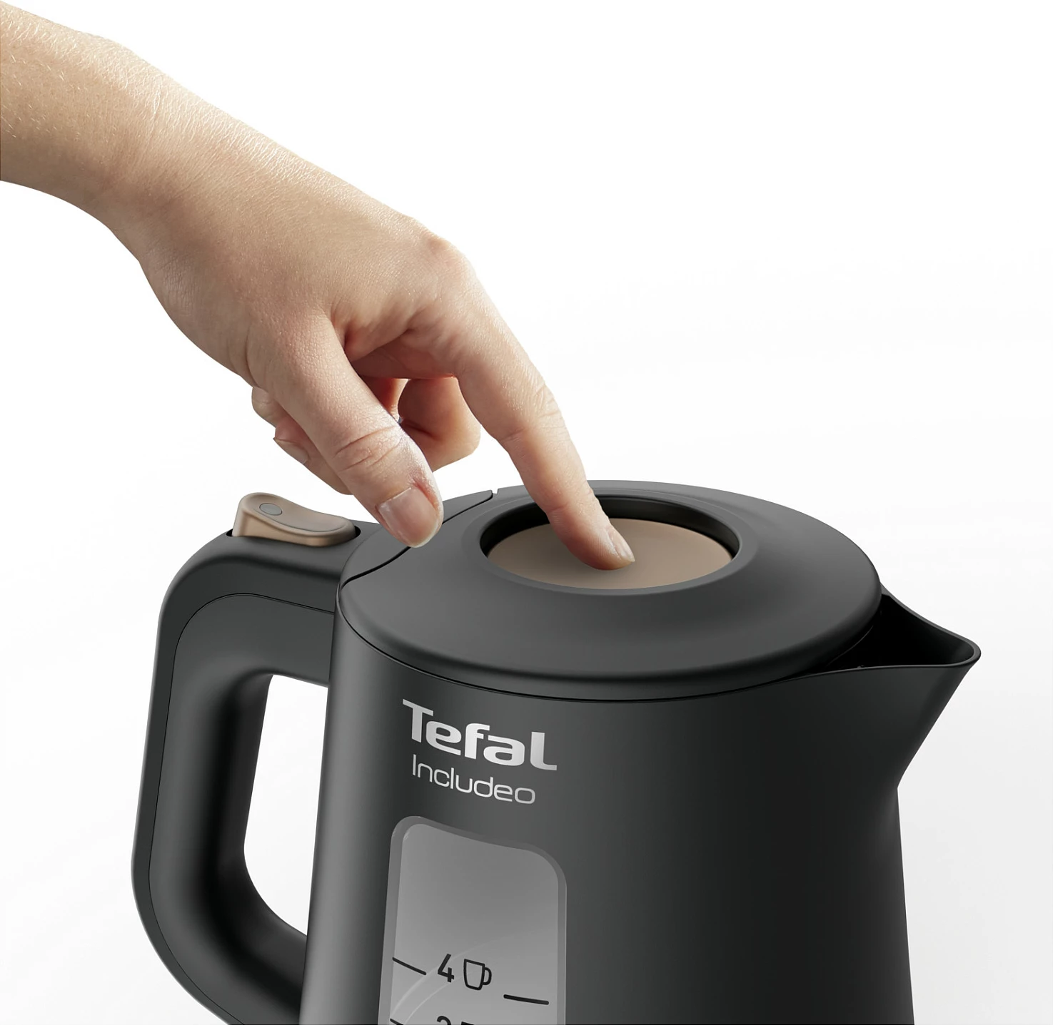 Çajnik elektrik Tefal Includeo, 1L, 2400W, filtër anti-gëlqere, i zi