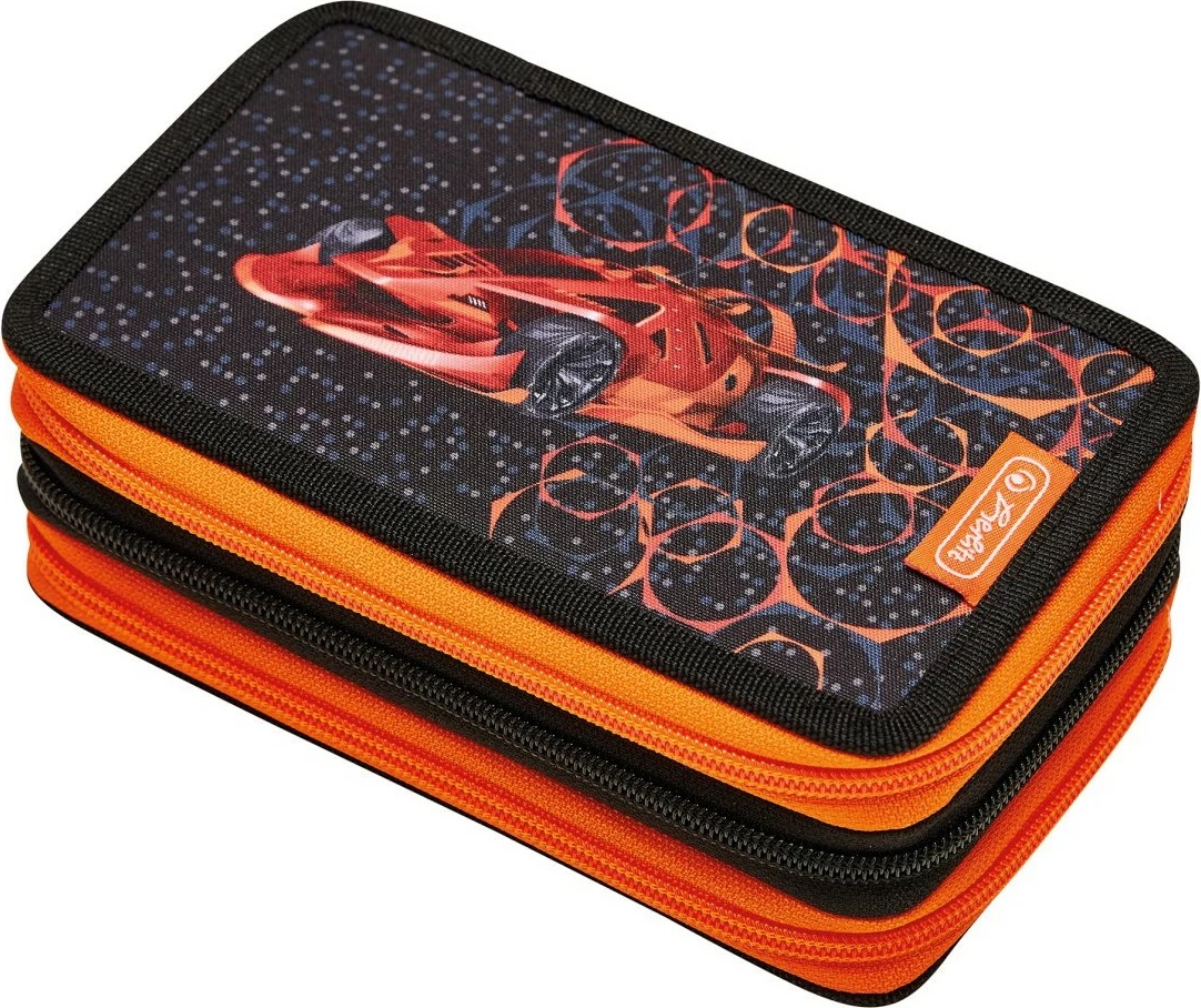 Kasë lapsash herlitz TriCase 31 tlg. Mechanic, poliester, zi/portokalli