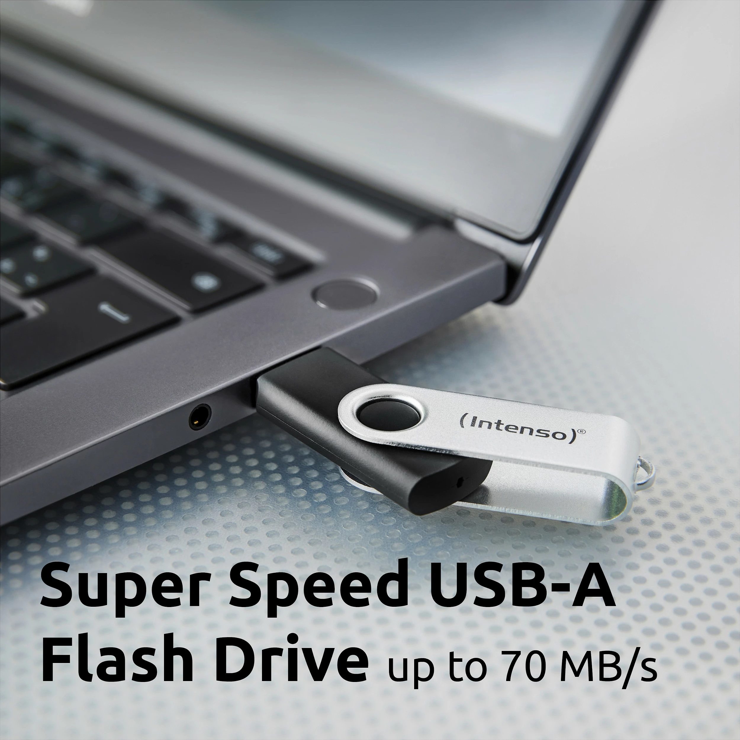 USB memorje Intenso Office Line, 32 GB, USB-A 3.2 Gen 1, swivel, zezë-argjend