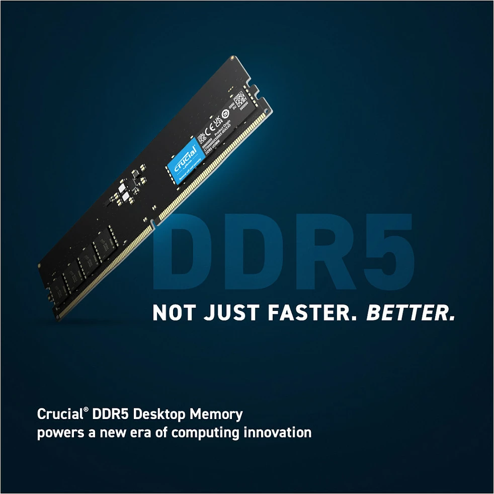 RAM Memorje Crucial CT2K16G48C40U5, 32 GB, 2 x 16 GB, DDR5, 4800 MHz, 288-pin DIMM