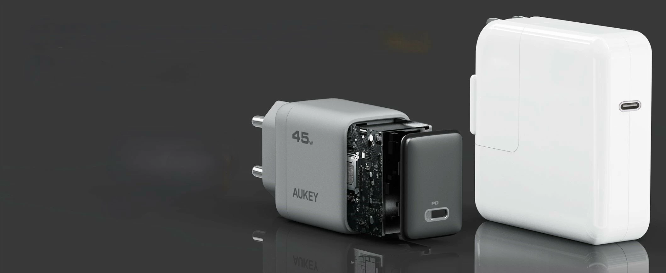 Karikues rrjeti Aukey PA-C2 45W 1x USB-C PD 3.0 GaN, gri