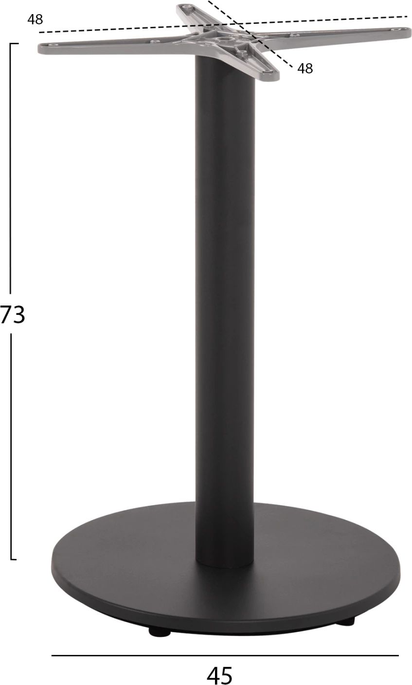 Bazë tavoline alumini, FH476.20, rrumbullake, ngjyrë gri, 48x48cm, kryq Φ45Χ73Hcm