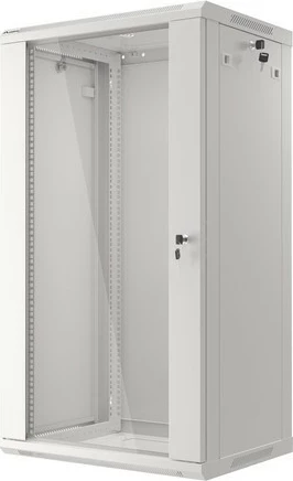 Kabinet RACK LANBERG 19" 22U 600x450, i varur në mur, derë xhami, gri