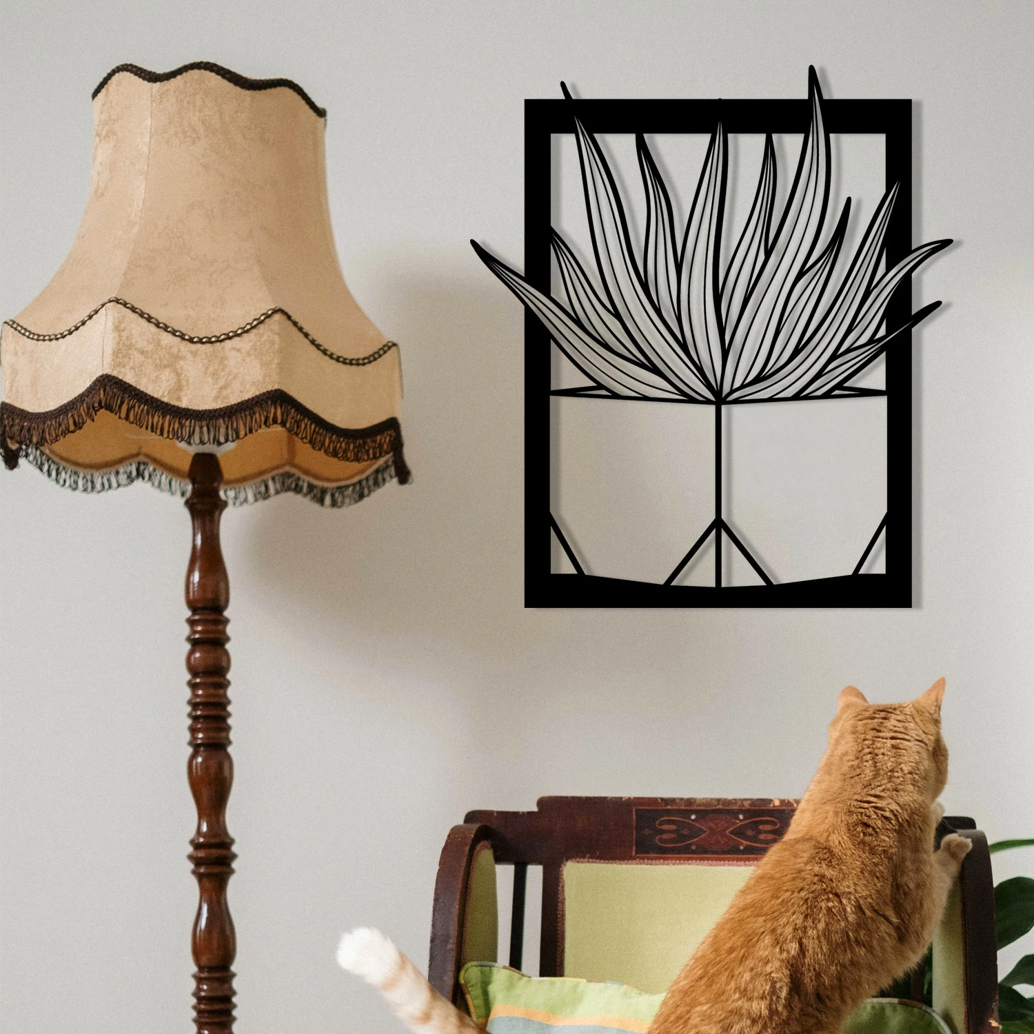 Aksesor dekorativ metalik për mur Wallity, Lagom, ngjyrë e zezë, 46x52cm