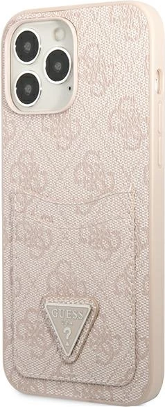 Mbështjellës Guess 4G Triangle Logo Cardslot për iPhone 13/13 Pro, Rozë