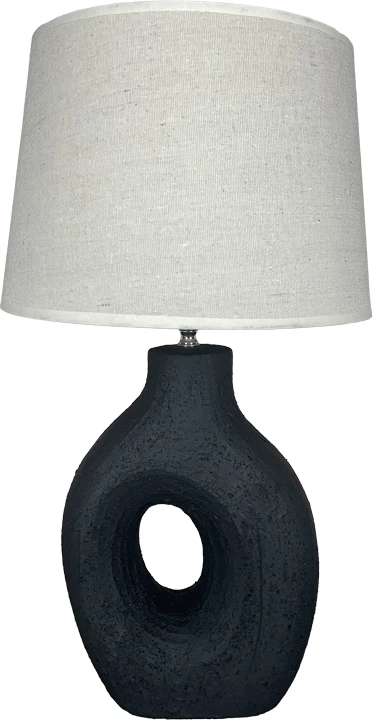 Llambë tavoline Ovola, qeramike, ngjyrë e zezë-bezhë, E27, 30x52cm