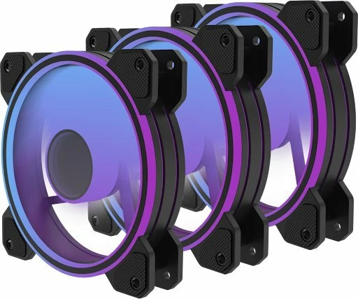 Ventilator kasë PREYON Eagle Eye 120mm PWM ARGB, set 3 copë, zi