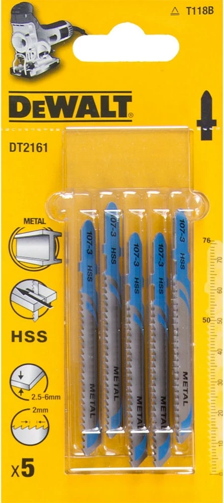 Fletë sharrë për xhigso Dewalt DT2161 HSS 76mm për metal, set 5 copë