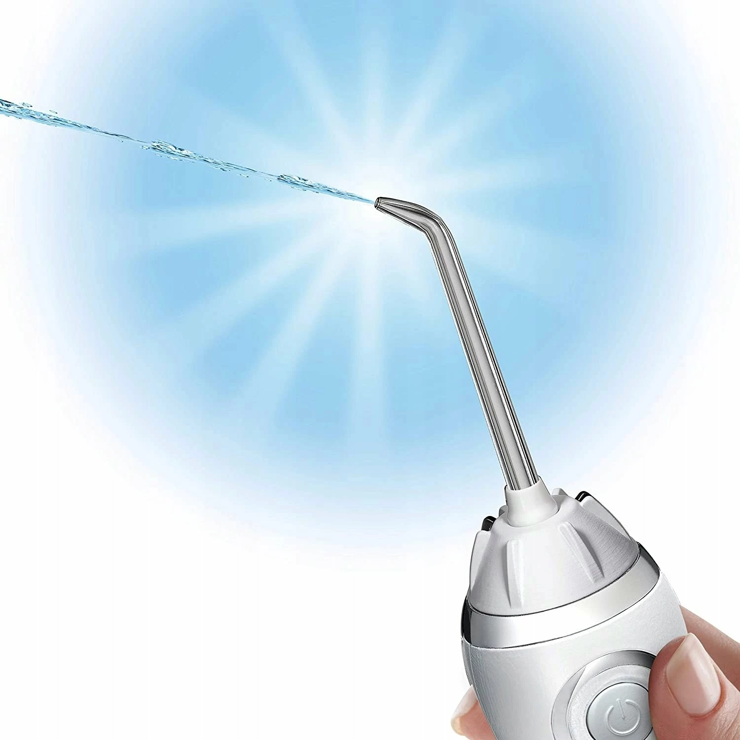 Irigator dentar Waterpik WP-580 Cordless Advanced 2.0, rezervuar 207 ml, bateri deri 45 min, 3 nivele presioni, 4 maja, i bardhë