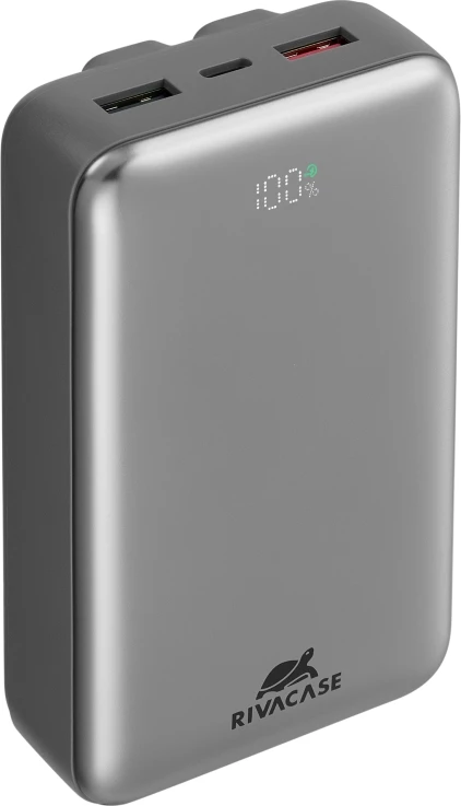 Powerbank RIVACASE VA2612 20,000 mAh 30W, LCD ekran, kabllo të integrume Type-C & Lightning, grafit 6